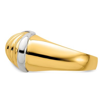 14K Two-Tone Gold Oval Shrimp Fan Design Ring – view 5
