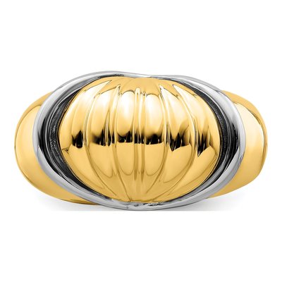 14K Two-Tone Gold Oval Shrimp Fan Design Ring – view 6