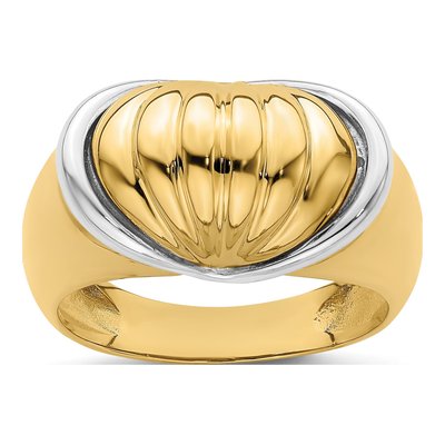 14K Two-Tone Gold Oval Shrimp Fan Design Ring