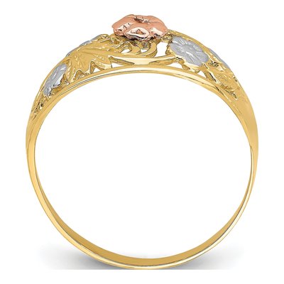 14K Tri-Color Gold Floral Dome Ring – view 3