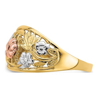 14K Tri-Color Gold Floral Dome Ring – view 5