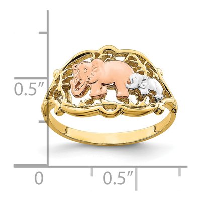 14K Two-Tone Gold Elephants Ring – view 4