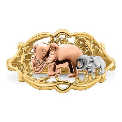 14K Two-Tone Gold Elephants Ring – view 6