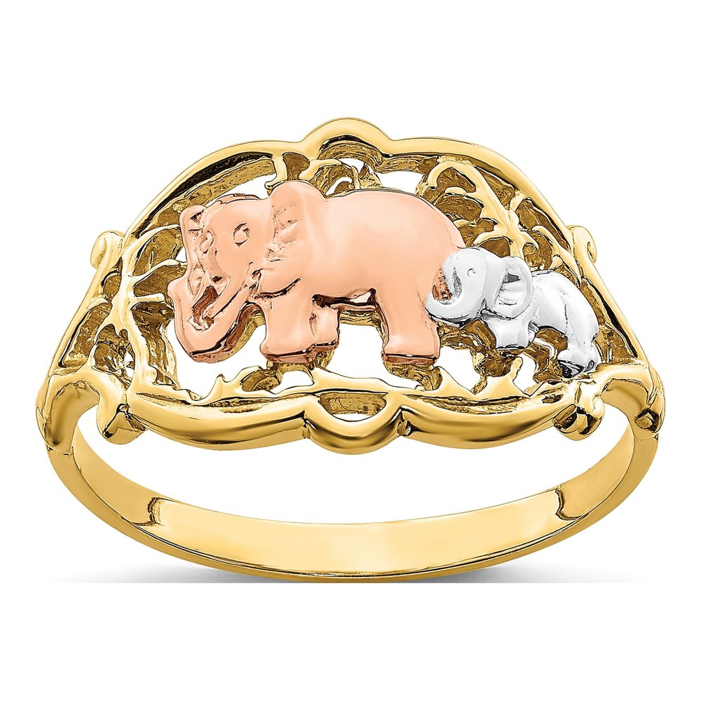 14K Two-Tone Gold Elephants Ring