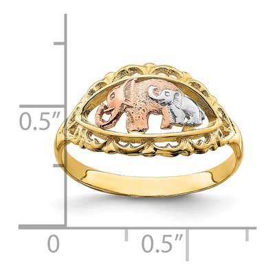 14K Two-Tone Gold Two Elephants Ring – view 4