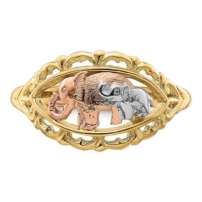 14K Two-Tone Gold Two Elephants Ring – view 6