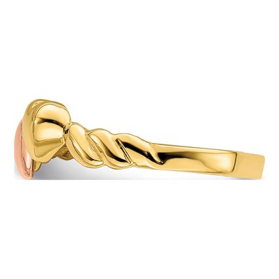 14K Two-Tone Gold Double Heart Ridged Ring – view 5