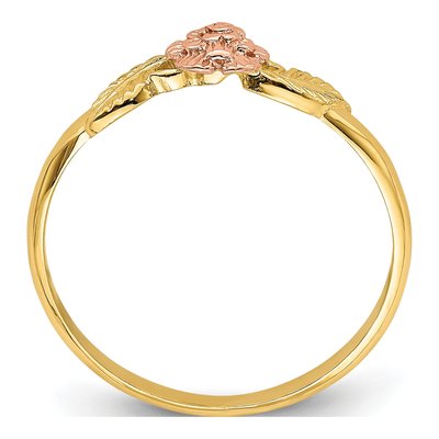 14K Two-Tone Gold Diamond-Cut Leaves Flower Ring – view 3