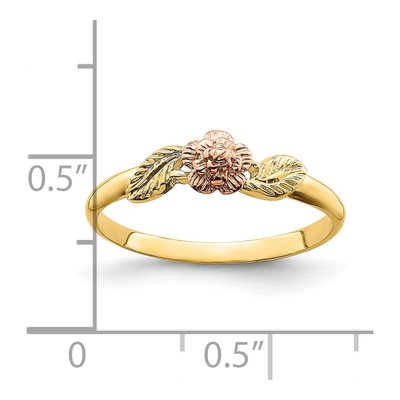 14K Two-Tone Gold Diamond-Cut Leaves Flower Ring – view 4