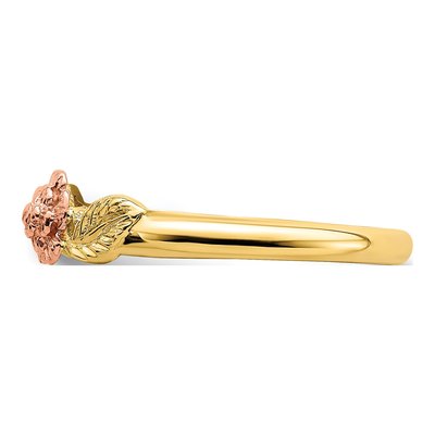 14K Two-Tone Gold Diamond-Cut Leaves Flower Ring – view 5
