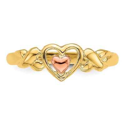 14K Two-Tone Gold Hearts Ring – view 6