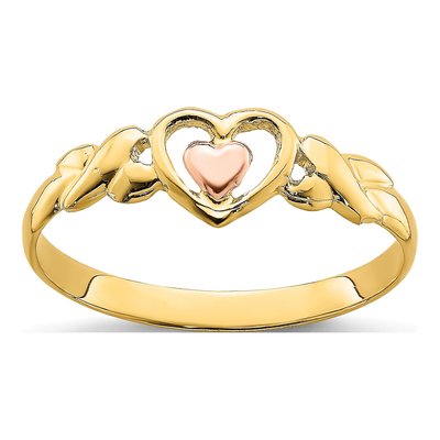 14K Two-Tone Gold Hearts Ring
