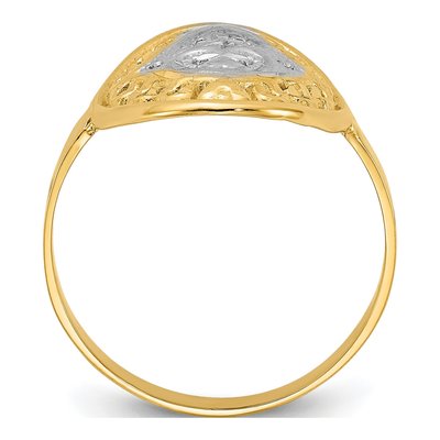 14K Yellow Gold Oval Shield Heart Ring – view 3