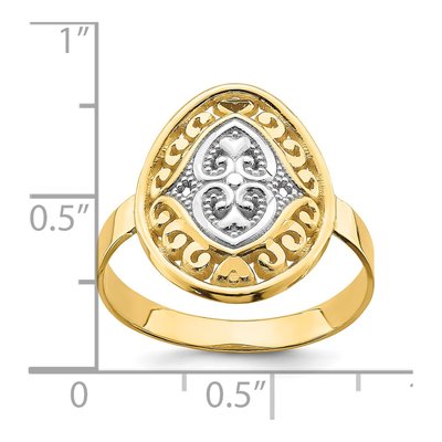 14K Yellow Gold Oval Shield Heart Ring – view 4