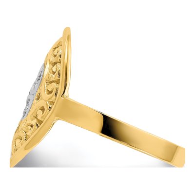 14K Yellow Gold Oval Shield Heart Ring – view 5