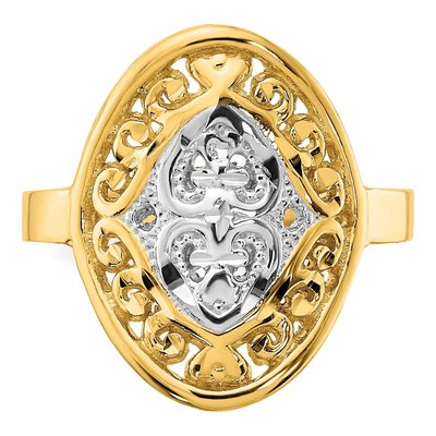 14K Yellow Gold Oval Shield Heart Ring – view 6