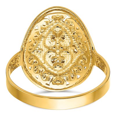 14K Yellow Gold Oval Shield Heart Ring – view 7