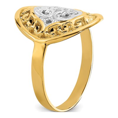 14K Yellow Gold Oval Shield Heart Ring – view 8