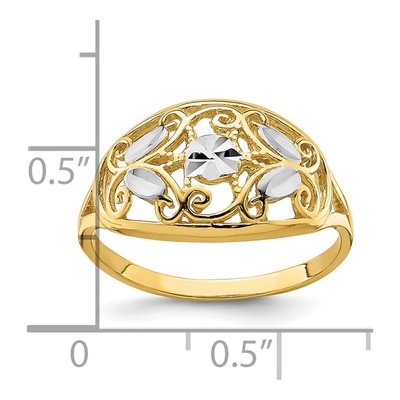 14K Yellow Gold Diamond-Cut Filigree Ring – view 4