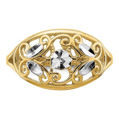 14K Yellow Gold Diamond-Cut Filigree Ring – view 6