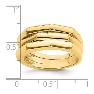 14K Yellow Gold Three Ridged Dome Ring – view 4