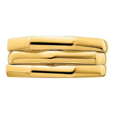 14K Yellow Gold Three Ridged Dome Ring – view 6