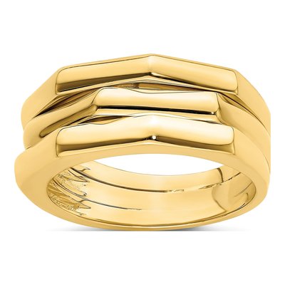 14K Yellow Gold Three Ridged Dome Ring
