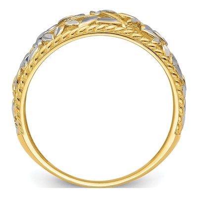 14K Yellow Gold Diamond-Cut Filigree Leaf Ring – view 3