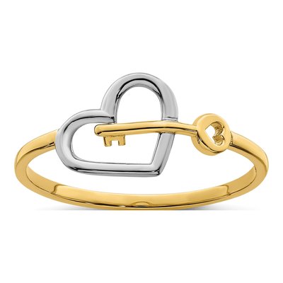 14K Yellow Gold Heart Key Ring