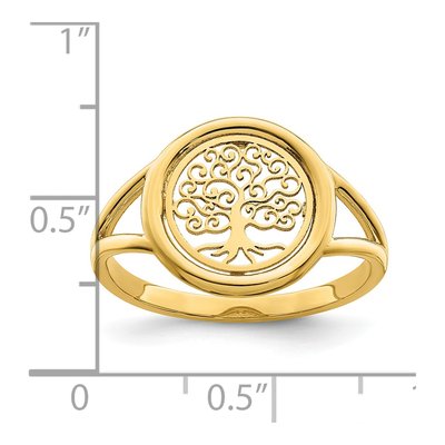 14K Yellow Gold Tree of Life Circle Ring – view 4
