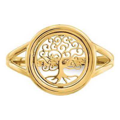 14K Yellow Gold Tree of Life Circle Ring – view 6
