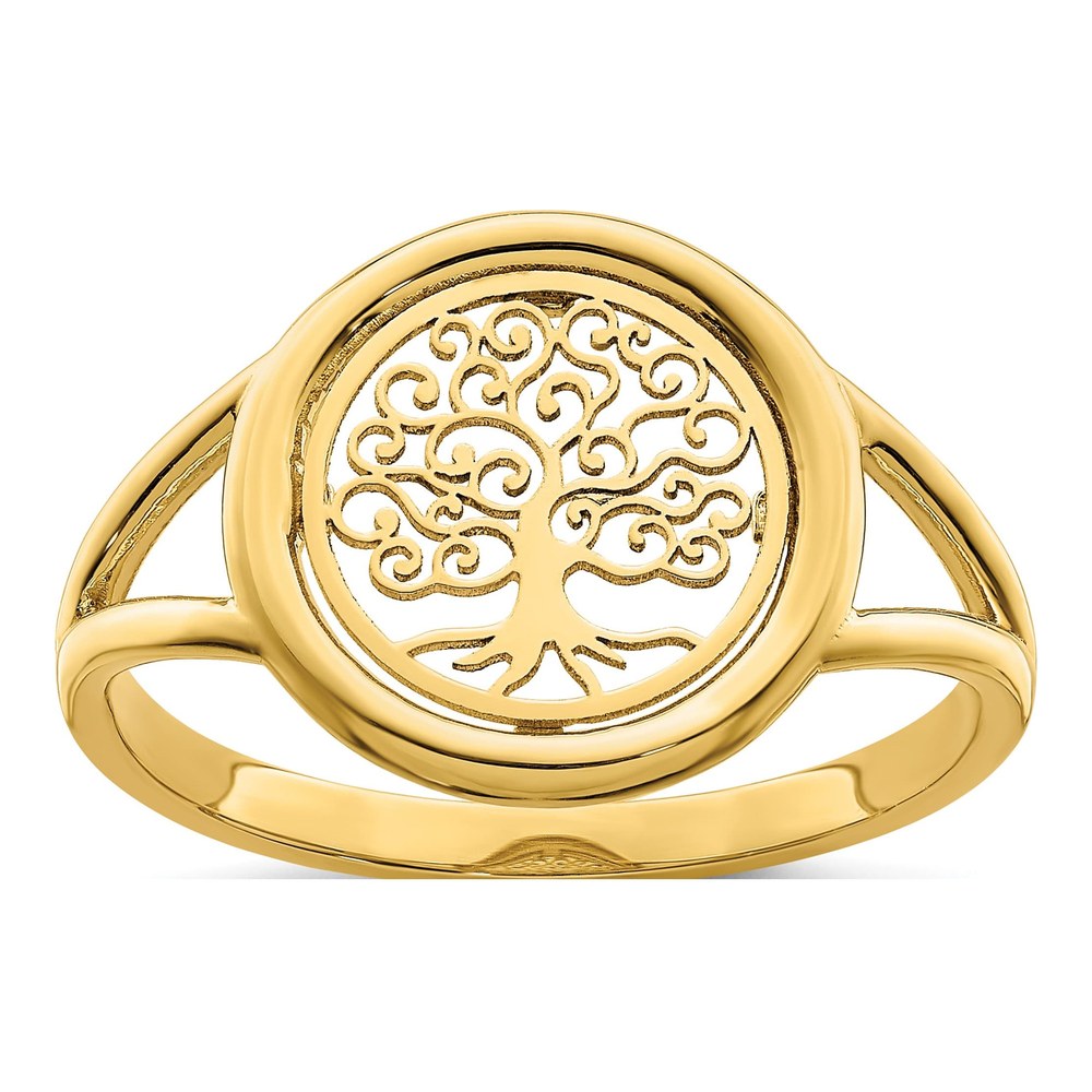 14K Yellow Gold Tree of Life Circle Ring