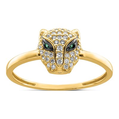 14K Yellow Gold Lioness Head Ring