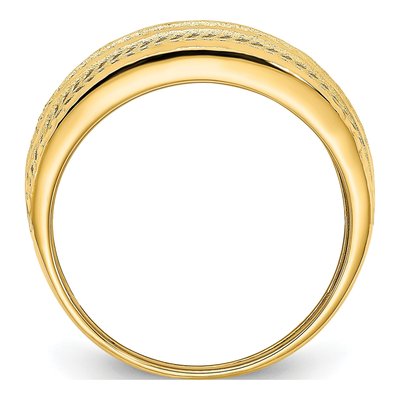 14K Yellow Gold Diamond-Cut Chevron Dome Ring – view 3