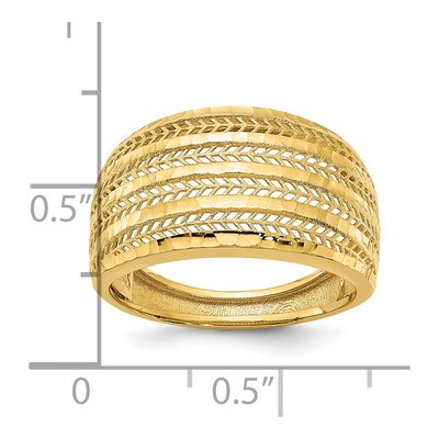 14K Yellow Gold Diamond-Cut Chevron Dome Ring – view 4