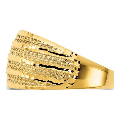 14K Yellow Gold Diamond-Cut Chevron Dome Ring – view 5