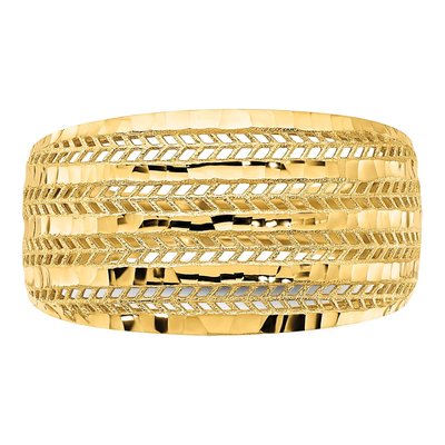 14K Yellow Gold Diamond-Cut Chevron Dome Ring – view 6