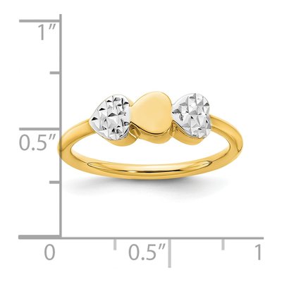 14K Yellow Gold Diamond-Cut Hearts Ring – view 4