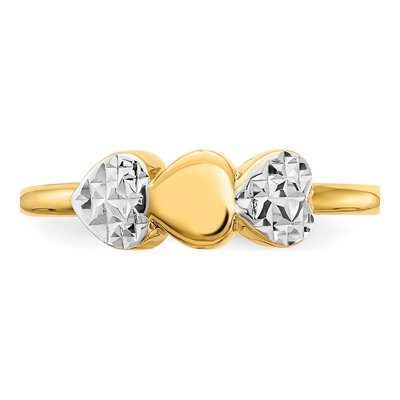 14K Yellow Gold Diamond-Cut Hearts Ring – view 6
