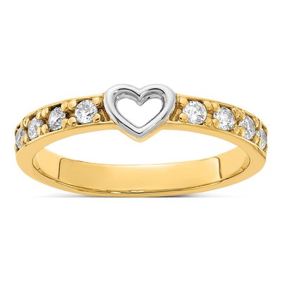 14K Yellow Gold CZ Heart Ring