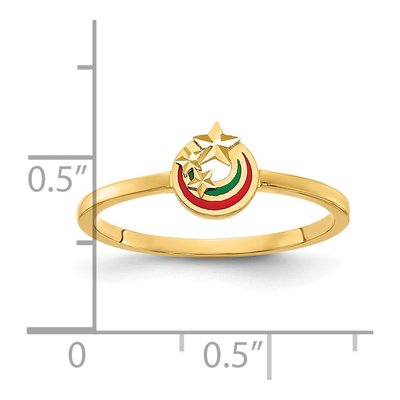14K Yellow Gold Red Green Enamel Star Ring – view 4