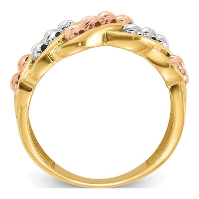 14K Tri-Color Gold Diamond-Cut Fashion Ring – view 2
