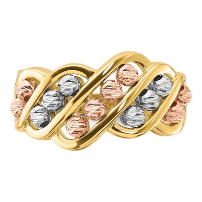 14K Tri-Color Gold Diamond-Cut Fashion Ring – view 4