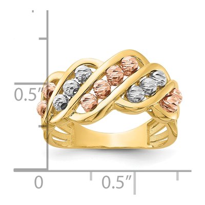 14K Tri-Color Gold Diamond-Cut Fashion Ring – view 5