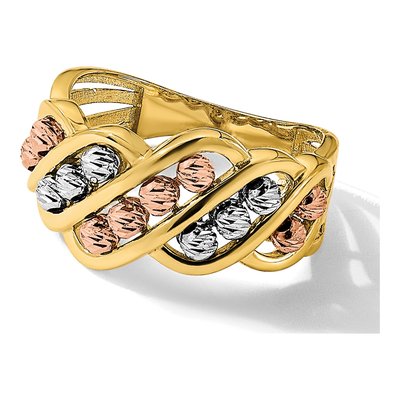 14K Tri-Color Gold Diamond-Cut Fashion Ring – view 7