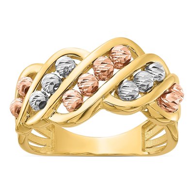 14K Tri-Color Gold Diamond-Cut Fashion Ring