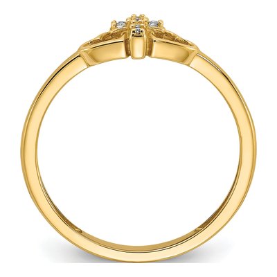 14K Yellow Gold CZ Cross Hearts Ring – view 2