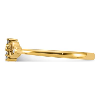 14K Yellow Gold CZ Cross Hearts Ring – view 3