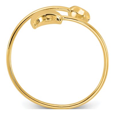 14K Yellow Gold Moon Star Adjustable Bypass Ring – view 2