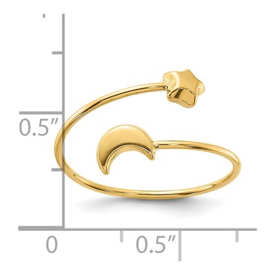14K Yellow Gold Moon Star Adjustable Bypass Ring – view 5